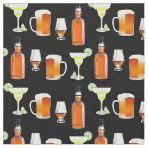 Bier Whiskey en Cocktails op zwart Stof