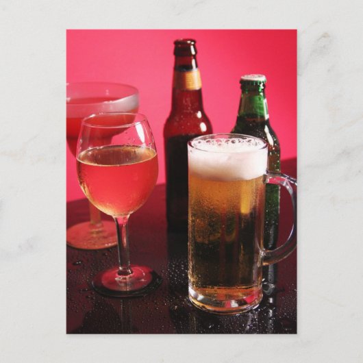 Bier, wijn en margarita briefkaart (Voorkant)