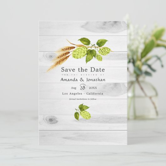 Bier Willow groen en goud Save The Date (Staand voorkant)