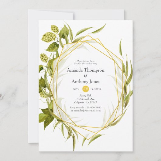 Bier Willow Groene Goud Geometrische Koppels Bruil Kaart (Voorkant)