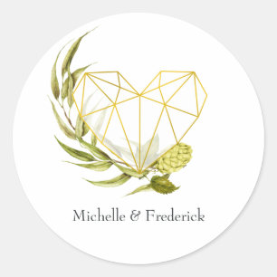 Bier Willow Groenery en Gouden Geometrisch Ronde Sticker