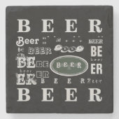 Bier-, witte en groene kleur stenen onderzetter (Voorkant)