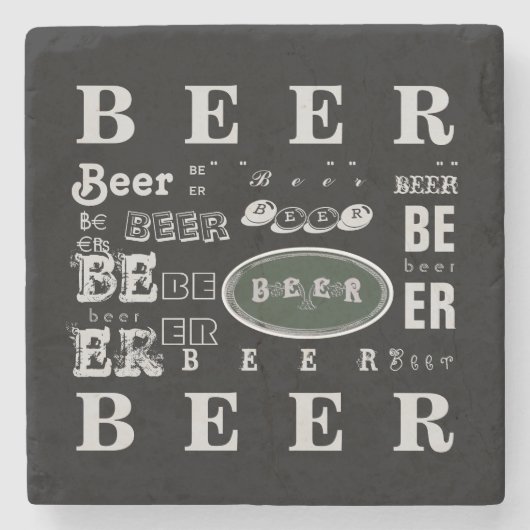 Bier-, witte en groene kleur stenen onderzetter (Voorkant)