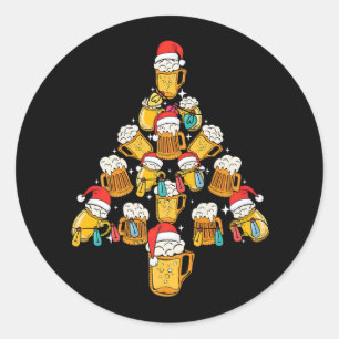 Bier Xmas Tree Ornamenten Vakantie Drink Kerst Ronde Sticker