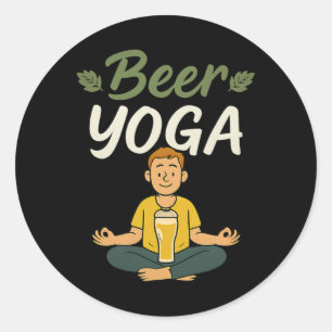 Bier Yoga Feest Crew Grafisch Voor Yoga En Bierlie Ronde Sticker