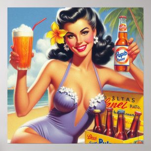 Bier Zomer Pin Up Poster