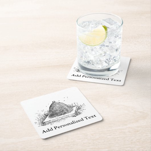 Bierbakkerszwarte en witte tekening kartonnen onderzetters (Insitu)