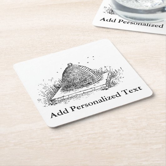 Bierbakkerszwarte en witte  tekening kartonnen onderzetters (Schuin)