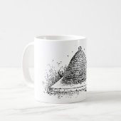 Bierbakkerszwarte en witte  tekening koffiemok (Voorkant links)