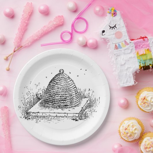 Bierbakkerszwarte en witte  tekening papieren bordje (Feest)