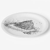 Bierbakkerszwarte en witte  tekening papieren bordje (Gekanteld)