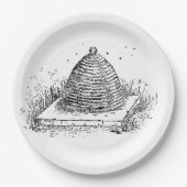 Bierbakkerszwarte en witte  tekening papieren bordje (Voorkant)