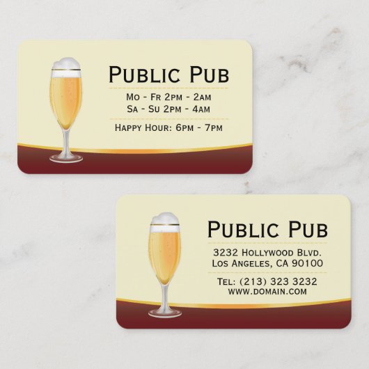Bierbar en Pub Micro Brewery Visitekaartje (Voorkant / Achterkant)