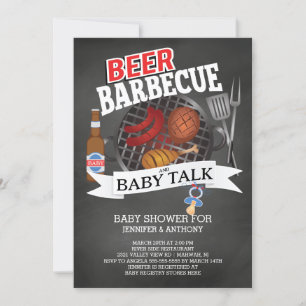 Bierbarbecue Baby Talk Baby shower Kaart