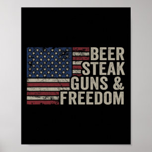 Bierbiefstuk Pistolen en Vrijheid - 4th July USA F Poster