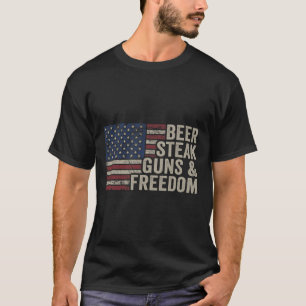 Bierbiefstuk Pistolen en Vrijheid - 4th July USA F T-shirt