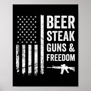 Bierbiefstuk Pistolen en Vrijheid - USA BBQ Americ Poster