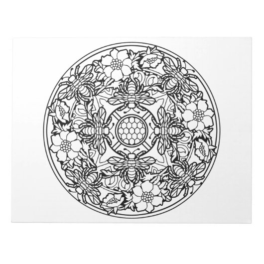 Bierbloemenhok Mandala Coloring Book Pad Notitieblok (Voorkant)