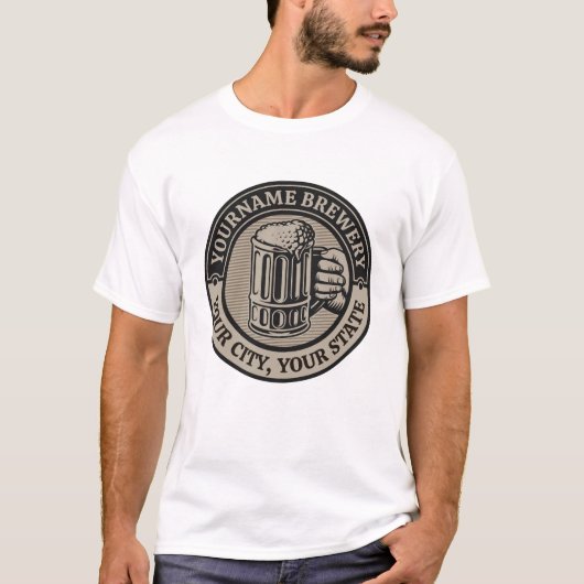 Bierbrouwen Gepersonaliseerde NAAM Brouwerij Grote T-shirt (Voorkant)