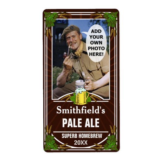 Bierbrouwer Aangepaste foto Bruine Homebrewing Fle Etiket (Voorkant)