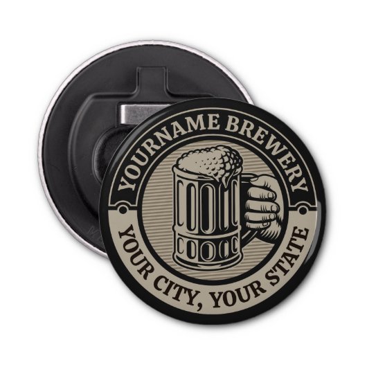 Bierbrouwerij Aangepaste naam Brewery Big Mok Button Flesopener (Voorkant)
