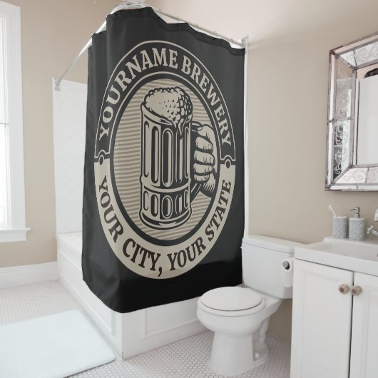 Bierbrouwerij Aangepaste naam Brewery Big Mok Douchegordijn (In situ)