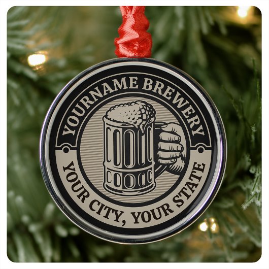 Bierbrouwerij Aangepaste naam Brewery Big Mok Metalen Ornament