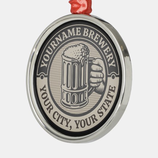 Bierbrouwerij Aangepaste naam Brewery Big Mok Metalen Ornament (Links)