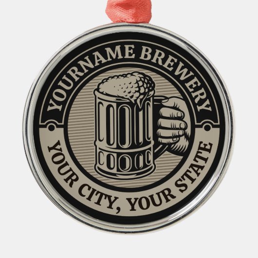 Bierbrouwerij Aangepaste naam Brewery Big Mok Metalen Ornament (Voorkant)