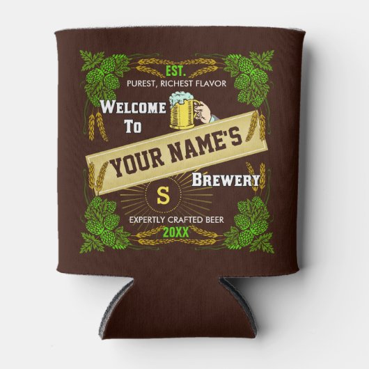 Bierbrouwerij Hops en gerst Welkom: gepersonalisee Blikjeskoeler (Voorkant)
