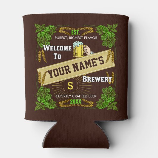 Bierbrouwerij Hops en gerst Welkom: gepersonalisee Blikjeskoeler (Achterkant)