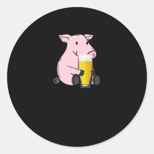 Biercadeautje met varken ronde sticker