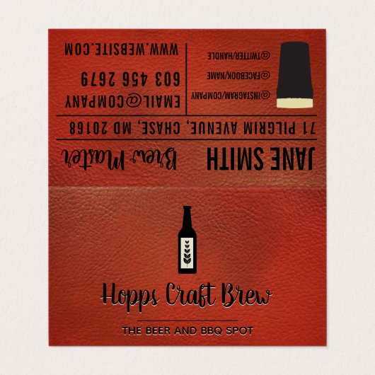 bierdistilleerderij | slijterij | leer visitekaartje (Buitenkant ongevouwen)