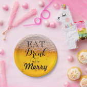 Bierdrank drink Eet Drink en wees Merry Papieren Bordje (Feest)