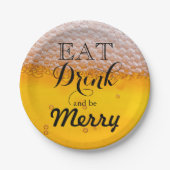 Bierdrank drink Eet Drink en wees Merry Papieren Bordje (Voorkant)