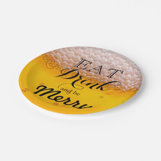 Bierdrank drink Eet Drink en wees Merry Papieren Bordje (Gekanteld)
