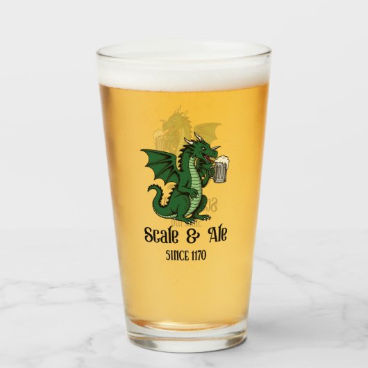 Bierdrinkende Draak Glas (Voorkant gevuld)