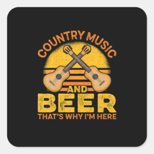 Bierdrinker Country Music En Bier Verjaardag Vierkante Sticker