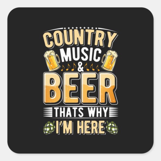 Bierdrinker Country-muziek Bier drinken verjaardag Vierkante Sticker (Voorkant)