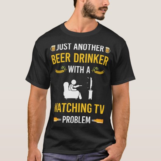 Bierdrinker die tv kijkt t-shirt (Voorkant)