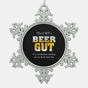 Bierdrinker geen bierbuik verjaardag tin sneeuwvlok ornament