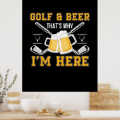 Bierdrinker Golf en bier verjaardag Poster (Keuken)