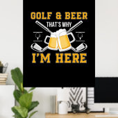 Bierdrinker Golf en bier verjaardag Poster (Thuiskantoor)
