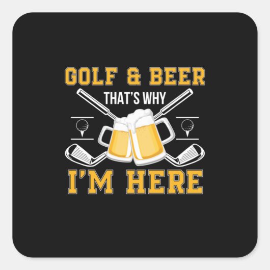Bierdrinker golf en bier verjaardag vierkante sticker (Voorkant)