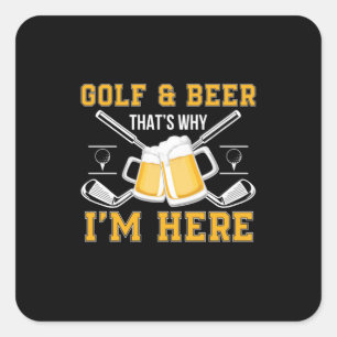 Bierdrinker golf en bier verjaardag vierkante sticker