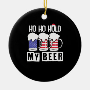 Bierdrinker Ho Ho Hou Mijn Bier Vast USA Verjaarda Keramisch Ornament