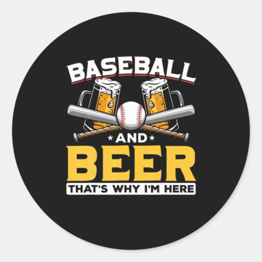 Bierdrinker Honkbal Bier Humor Verjaardag Ronde Sticker (Voorkant)