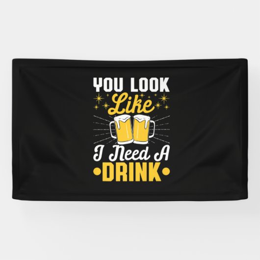 Bierdrinker Ik Heb Eén Drink Nodig Verjaardag Bier Spandoek (Horizontaal)