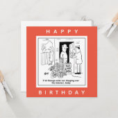 Bierdrinker online winkelen voor bier Cartoon Kaart (Voorkant / Achterkant in situ)