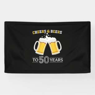 Bierdrinker proost en biertjes voor 50e verjaardag spandoek